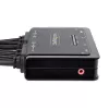 StarTech.com Kompaktowy przełącznik KVM do podwójnych monitorów HDMI, 4K 60 Hz, 2 porty, z wbudowanymi kablami USB-A/HDMI/Audio 1,5 m, zasilany magistralą – zdalny przycisk/przełączanie skrótami klawiszowymi