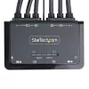 StarTech.com Kompaktowy przełącznik KVM do podwójnych monitorów HDMI, 4K 60 Hz, 2 porty, z wbudowanymi kablami USB-A/HDMI/Audio 1,5 m, zasilany magistralą – zdalny przycisk/przełączanie skrótami klawiszowymi
