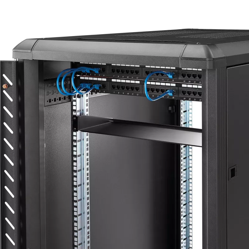 Półka do serwera StarTech.com 1U, uniwersalna półka wspornikowa do montażu w szafie rack 19 cali, do szafy/szafy sieciowej, wytrzymała stal, udźwig 15 kg, głębokość 18 cm