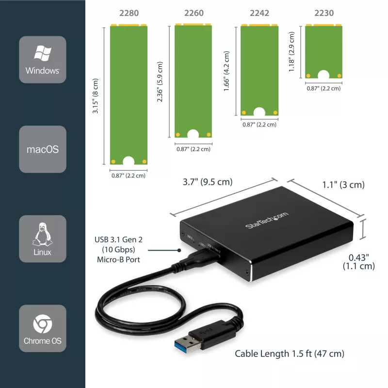 Obudowa na dwa dyski M.2 SATA SSD StarTech.com z USB 3.1 (10 Gb/s) – RAID
