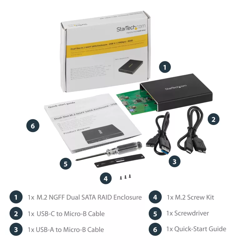 Obudowa na dwa dyski M.2 SATA SSD StarTech.com z USB 3.1 (10 Gb/s) – RAID