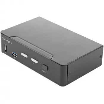 StarTech.com 2-portowy przełącznik KVM HDMI - jeden monitor 4K 60 Hz Ultra HD HDR - stacjonarny przełącznik KVM HDMI 2.0 z 2-portowym hubem USB 3.0 (5 Gb/s) i 4x USB 2.0 HID, audio - przełączanie klawiszami skrótu - TAA