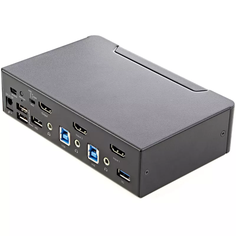 StarTech.com 2-portowy przełącznik KVM HDMI - jeden monitor 4K 60 Hz Ultra HD HDR - stacjonarny przełącznik KVM HDMI 2.0 z 2-portowym hubem USB 3.0 (5 Gb/s) i 4x USB 2.0 HID, audio - przełączanie klawiszami skrótu - TAA