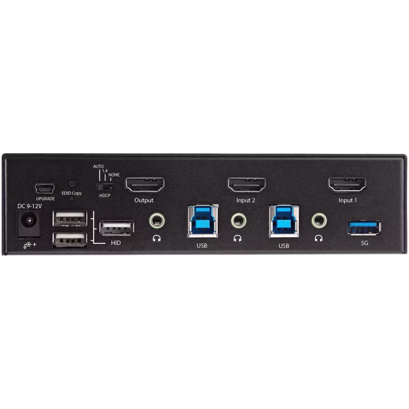 StarTech.com 2-portowy przełącznik KVM HDMI - jeden monitor 4K 60 Hz Ultra HD HDR - stacjonarny przełącznik KVM HDMI 2.0 z 2-portowym hubem USB 3.0 (5 Gb/s) i 4x USB 2.0 HID, audio - przełączanie klawiszami skrótu - TAA