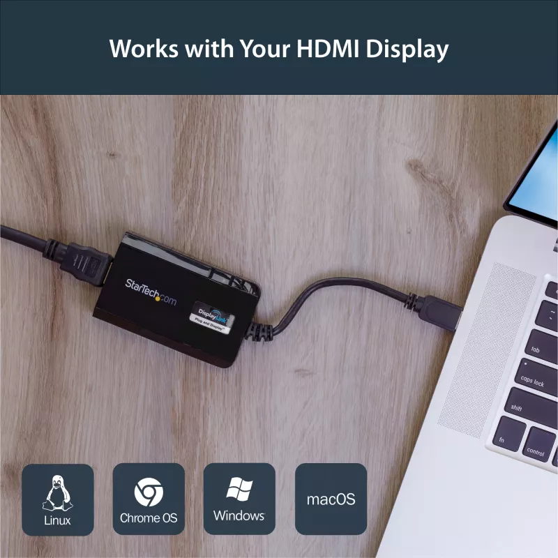 StarTech.com USB 3.0 do HDMI Adapter - Certyfikat DisplayLink - 1080p (1920x1200) - USB Typ-A do HDMI Adapter Konwerter Wyświetlacza do Monitora - Zewnętrzna Karta Wideo i Graficzna - Windows/Mac
