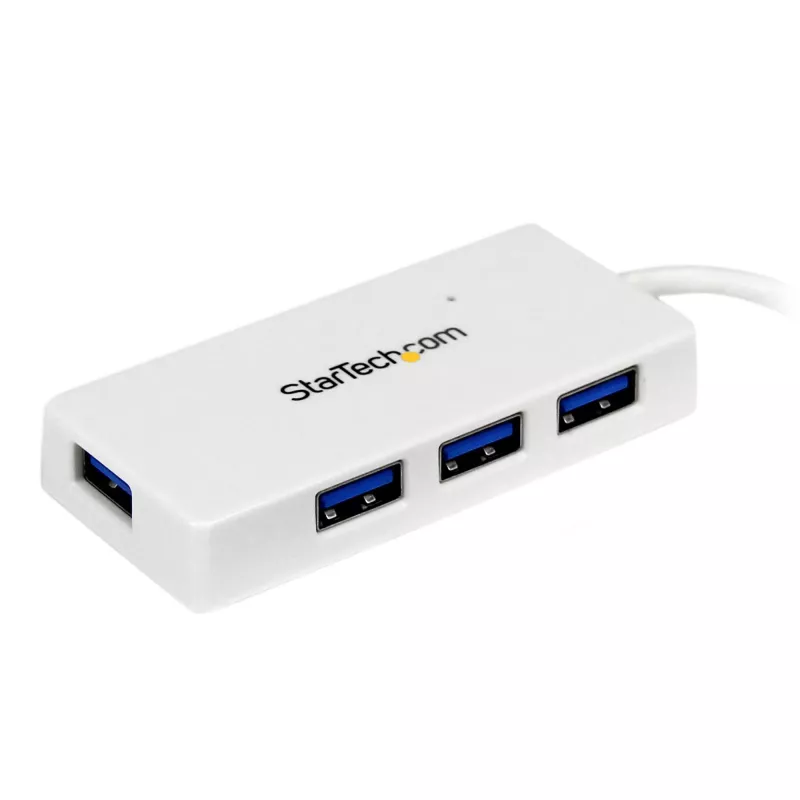StarTech.com Przenośny 4-portowy mini hub SuperSpeed USB 3.0 - biały