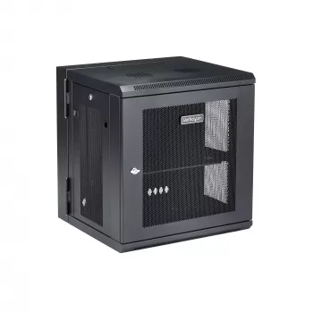 StarTech.com 4-słupkowa 12U ścienna szafa sieciowa z 1U półką, 19-calowy uchylny uchwyt serwerowy do montażu na ścianie dla sprzętu danych / AV / elektroniki / komputerowego, elastyczna wentylowana obudowa rack