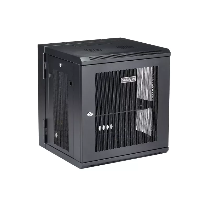 StarTech.com 4-słupkowa 12U ścienna szafa sieciowa z 1U półką, 19-calowy uchylny uchwyt serwerowy do montażu na ścianie dla sprzętu danych / AV / elektroniki / komputerowego, elastyczna wentylowana obudowa rack