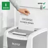 Niszczarka papieru LEITZ IQ Autofeed Small Office 100, ścinka poprzeczna P-4, 8 arkuszy, podajnik 22 cm, kosz 34 l, szara