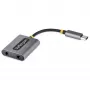 StarTech.com Rozdzielacz słuchawkowy USB-C, adapter dwóch zestawów słuchawkowych USB Type-C z wejściem mikrofonowym, adapter audio USB-C na 3,5 mm/dongle słuchawkowy, wyjście audio/aux USB-C na jack, 24-bitowy DAC