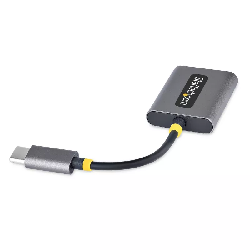 StarTech.com Rozdzielacz słuchawkowy USB-C, adapter dwóch zestawów słuchawkowych USB Type-C z wejściem mikrofonowym, adapter audio USB-C na 3,5 mm/dongle słuchawkowy, wyjście audio/aux USB-C na jack, 24-bitowy DAC