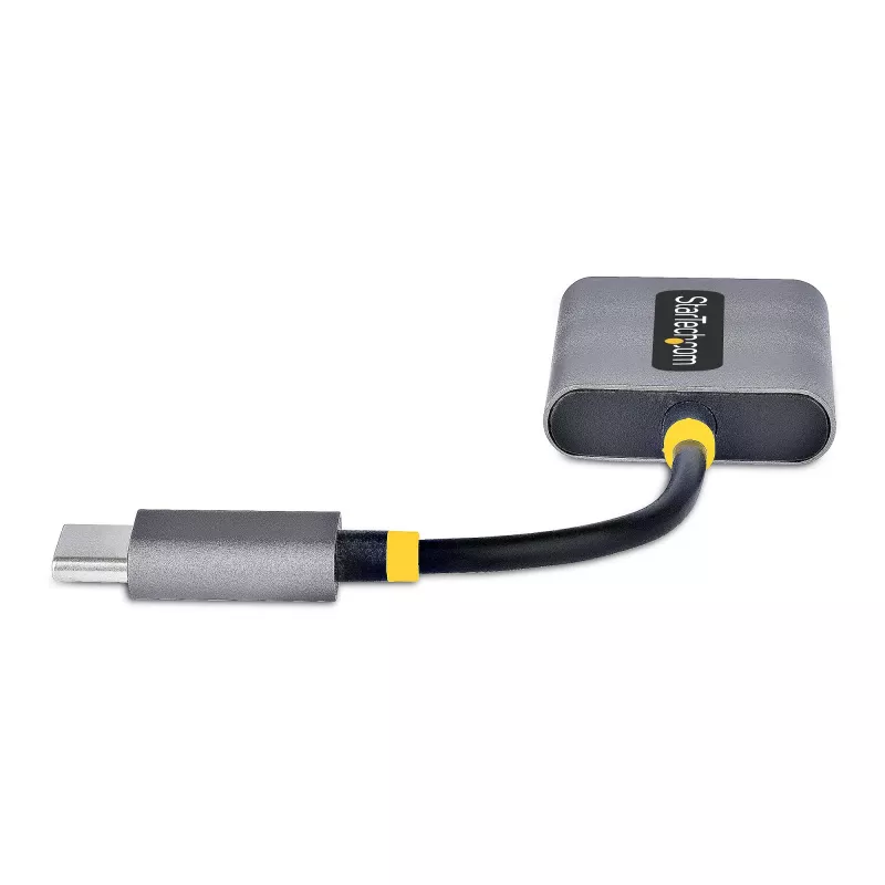 StarTech.com Rozdzielacz słuchawkowy USB-C, adapter dwóch zestawów słuchawkowych USB Type-C z wejściem mikrofonowym, adapter audio USB-C na 3,5 mm/dongle słuchawkowy, wyjście audio/aux USB-C na jack, 24-bitowy DAC