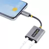 StarTech.com Rozdzielacz słuchawkowy USB-C, adapter dwóch zestawów słuchawkowych USB Type-C z wejściem mikrofonowym, adapter audio USB-C na 3,5 mm/dongle słuchawkowy, wyjście audio/aux USB-C na jack, 24-bitowy DAC