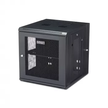 StarTech.com 4-słupkowa szafa sieciowa wisząca 12U z półką 1U, 19-calowa odchylana szafa serwerowa do montażu na ścianie na sprzęt danych / AV / elektroniczny / komputerowy, elastyczna wentylowana obudowa rack