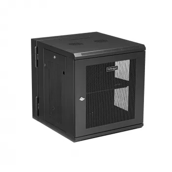 StarTech.com 4-słupkowa szafa sieciowa wisząca 12U z półką 1U, 19-calowa odchylana szafa serwerowa do montażu na ścianie na sprzęt danych / AV / elektroniczny / komputerowy, elastyczna wentylowana obudowa rack