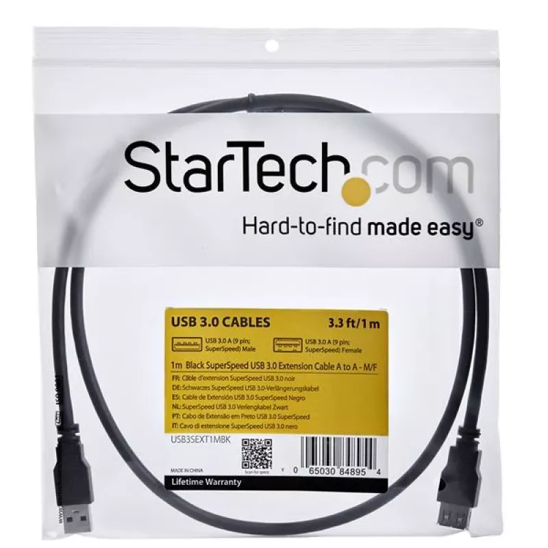 StarTech.com 1m Czarny SuperSpeed USB 3.0 Kabel przedłużający A-A – M/Ż