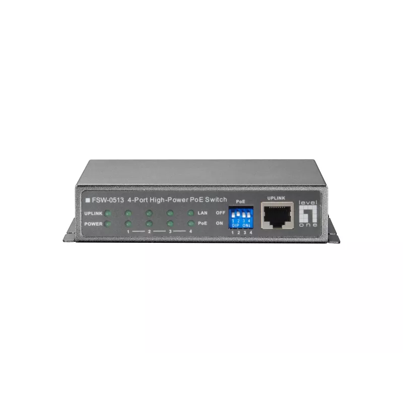 LevelOne 5-portowy przełącznik Fast Ethernet PoE, 4 wyjścia PoE, 120W, w zestawie zasilacz
