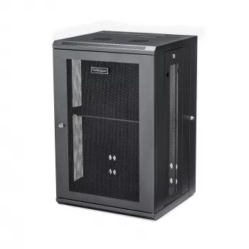 StarTech.com 4-Post 18U Wall Mount sieciowy Cabinet with 1U Shelf, 19 inch Hinged Wall-Mounted Server Rack for Data / AV / Electronics / Computer Equipment, Flexible Vented Rack Enclosure