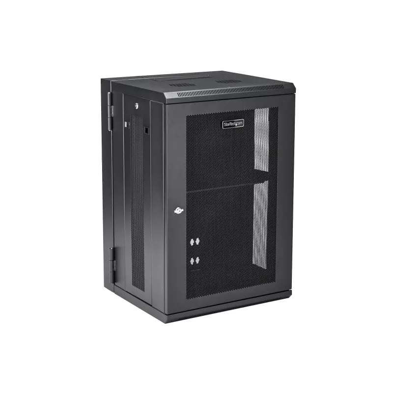 StarTech.com 4-Post 18U Wall Mount sieciowy Cabinet with 1U Shelf, 19 inch Hinged Wall-Mounted Server Rack for Data / AV / Electronics / Computer Equipment, Flexible Vented Rack Enclosure