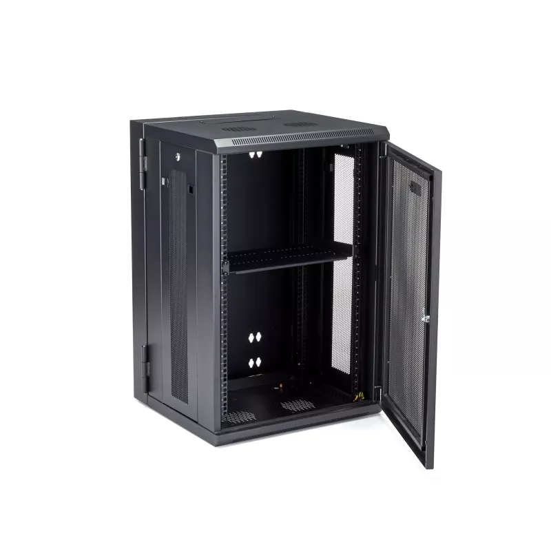 StarTech.com 4-Post 18U Wall Mount sieciowy Cabinet with 1U Shelf, 19 inch Hinged Wall-Mounted Server Rack for Data / AV / Electronics / Computer Equipment, Flexible Vented Rack Enclosure