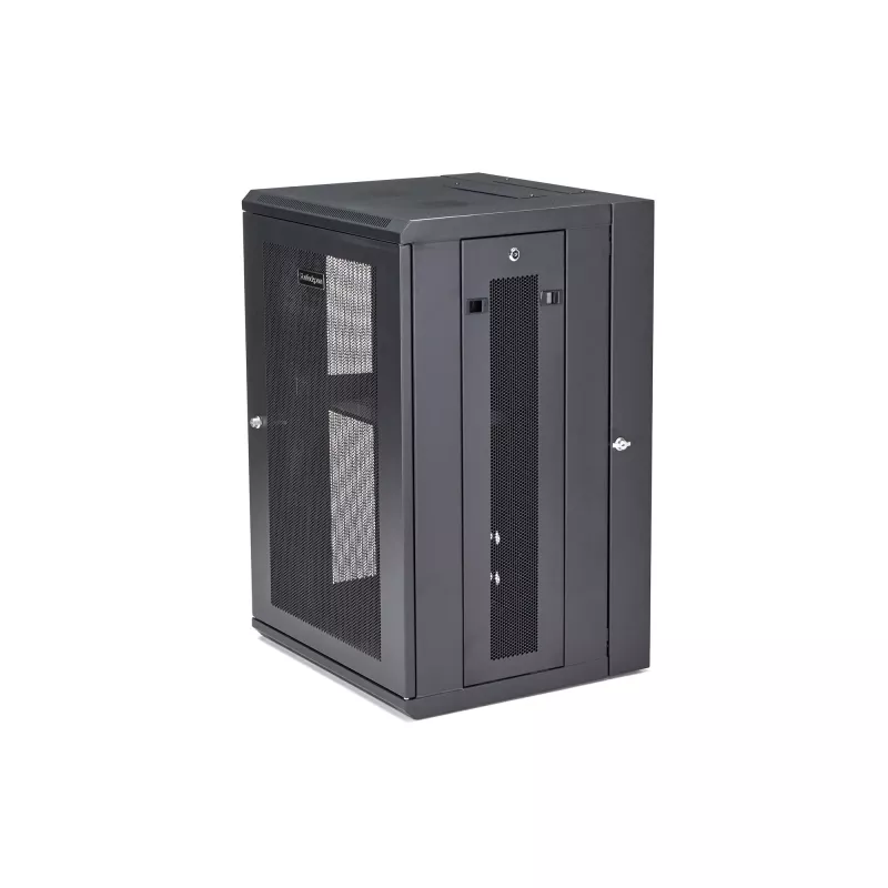 StarTech.com 4-Post 18U Wall Mount sieciowy Cabinet with 1U Shelf, 19 inch Hinged Wall-Mounted Server Rack for Data / AV / Electronics / Computer Equipment, Flexible Vented Rack Enclosure