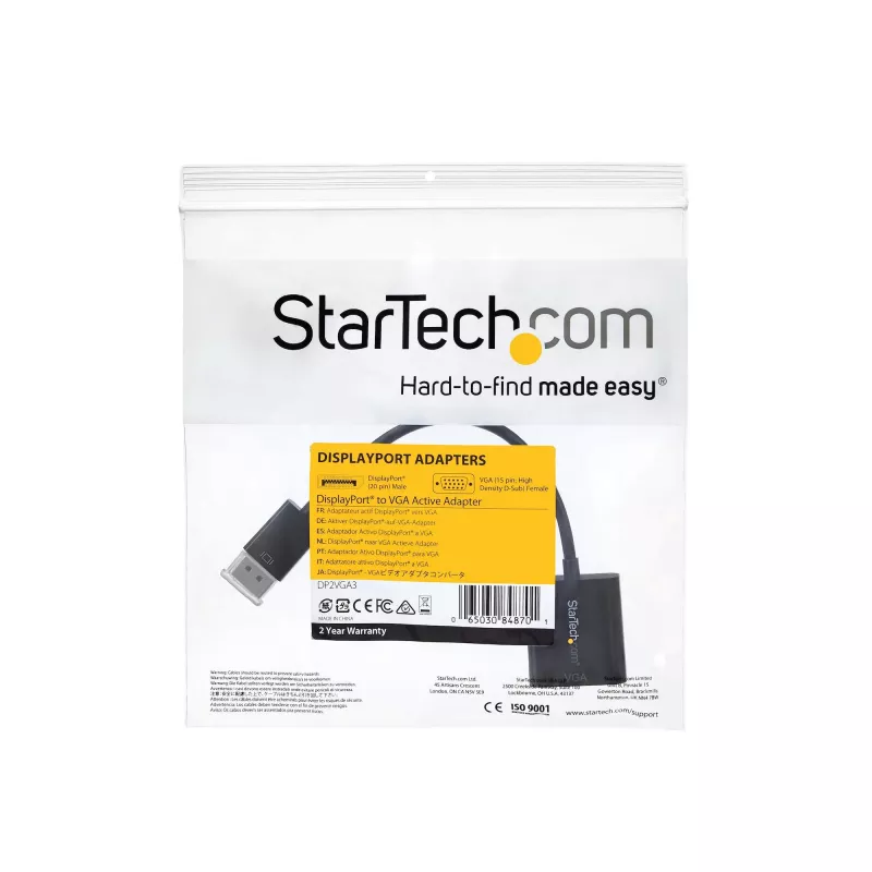 StarTech.com Adapter DisplayPort na VGA - Aktywny konwerter DP na VGA - Wideo 1080p - Źródło DP/DP++ do kabla adaptera monitora VGA - Przejściówka DP na VGA cyfrowo-analogowa - DP 1.2 na VGA