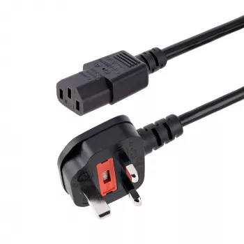 StarTech.com 3 m UK kabel zasilający do komputera, 18AWG, BS 1363 na C13, 10 A 250 V, czarny zamienny przewód zasilający AC, przewód zasilający UK / kabel do komputera, przewód do zasilacza PC, przewód zasilający do telewizora/monitora