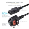 StarTech.com 3 m UK kabel zasilający do komputera, 18AWG, BS 1363 na C13, 10 A 250 V, czarny zamienny przewód zasilający AC, przewód zasilający UK / kabel do komputera, przewód do zasilacza PC, przewód zasilający do telewizora/monitora