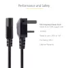 StarTech.com 3 m UK kabel zasilający do komputera, 18AWG, BS 1363 na C13, 10 A 250 V, czarny zamienny przewód zasilający AC, przewód zasilający UK / kabel do komputera, przewód do zasilacza PC, przewód zasilający do telewizora/monitora