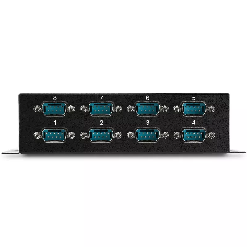 StarTech.com 8-portowy koncentrator adaptera szeregowego USB na DB9 RS232 – przemysłowy, do montażu na szynie DIN i na ścianie