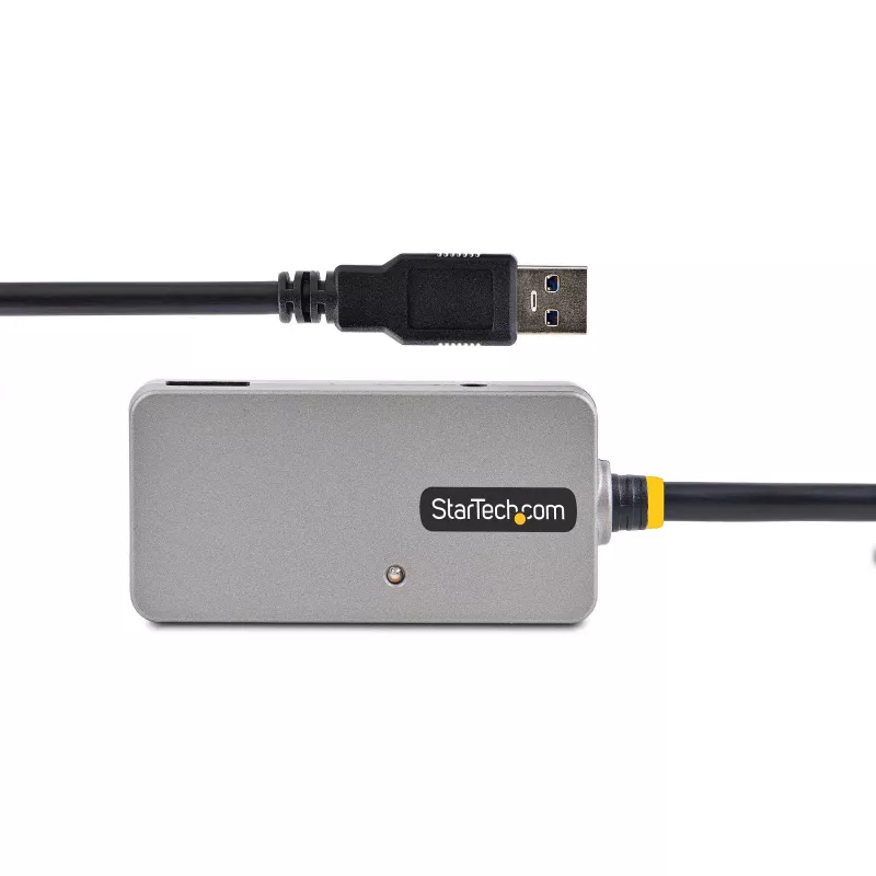 StarTech.com Koncentrator USB Extender, kabel przedłużający USB 3.0 10 m z 4-portowym koncentratorem USB-A, aktywny repeater USB z zasilaniem magistralnym, opcjonalny zasilacz 20 W w zestawie, ochrona ESD