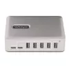StarTech.com 7-portowy hub USB-C - 5x USB-A + 2x USB-C - zasilany z własnym zasilaczem 65 W - USB 3.1 10 Gb/s - Hub USB do komputera stacjonarnego/laptopa z blokowanym kablem 3 stopy z certyfikatem USB-IF - Hub USB C