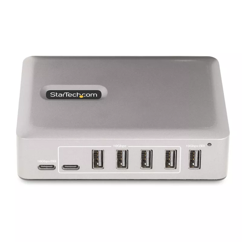 StarTech.com 7-portowy hub USB-C - 5x USB-A + 2x USB-C - zasilany z własnym zasilaczem 65 W - USB 3.1 10 Gb/s - Hub USB do komputera stacjonarnego/laptopa z blokowanym kablem 3 stopy z certyfikatem USB-IF - Hub USB C