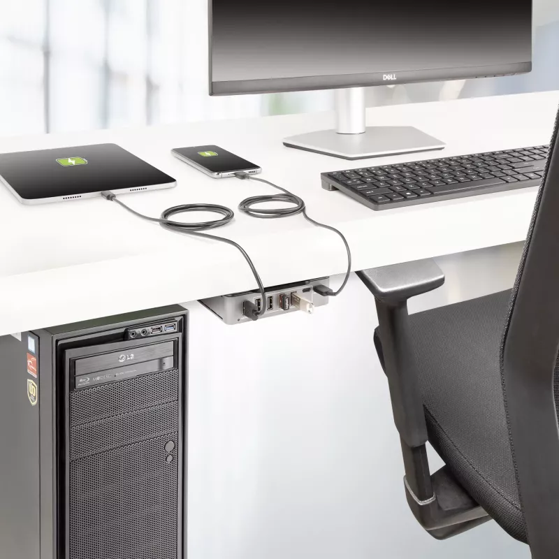 StarTech.com 7-portowy hub USB-C - 5x USB-A + 2x USB-C - zasilany z własnym zasilaczem 65 W - USB 3.1 10 Gb/s - Hub USB do komputera stacjonarnego/laptopa z blokowanym kablem 3 stopy z certyfikatem USB-IF - Hub USB C