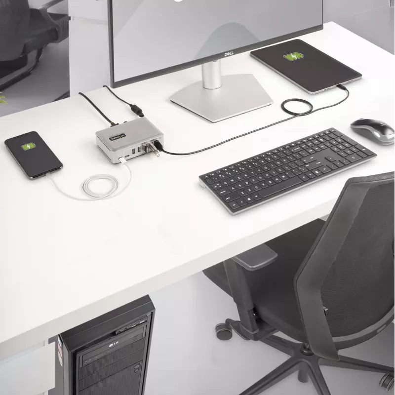 StarTech.com 7-portowy hub USB-C - 5x USB-A + 2x USB-C - zasilany z własnym zasilaczem 65 W - USB 3.1 10 Gb/s - Hub USB do komputera stacjonarnego/laptopa z blokowanym kablem 3 stopy z certyfikatem USB-IF - Hub USB C