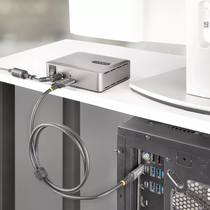 StarTech.com 7-portowy hub USB-C - 5x USB-A + 2x USB-C - zasilany z własnym zasilaczem 65 W - USB 3.1 10 Gb/s - Hub USB do komputera stacjonarnego/laptopa z blokowanym kablem 3 stopy z certyfikatem USB-IF - Hub USB C
