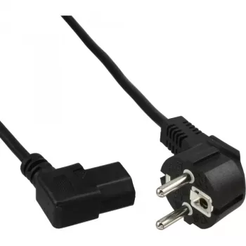 Kabel zasilający InLine, CEE 7/7 kątowy / 3-pin IEC C13 lewy kątowy, czarny, 0,5 m