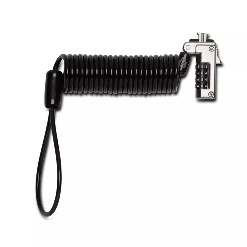 Kensington cienki Portable Combination Lock for Standard Slot, 1,8 m, Kensington, Zamek szyfrowy, Stal węglowa, Czarny, Srebrny