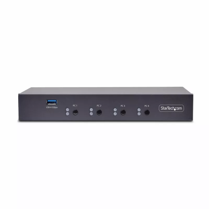 StarTech.com 4-portowy przełącznik KM z przełączaniem myszy, przełącznik USB dla klawiatury/myszy, audio 3,5 mm/USB, udostępnianie urządzeń peryferyjnych dla 4 komputerów, zgodny z TAA
