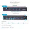 StarTech.com 4-portowy przełącznik KM z przełączaniem myszy, przełącznik USB dla klawiatury/myszy, audio 3,5 mm/USB, udostępnianie urządzeń peryferyjnych dla 4 komputerów, zgodny z TAA