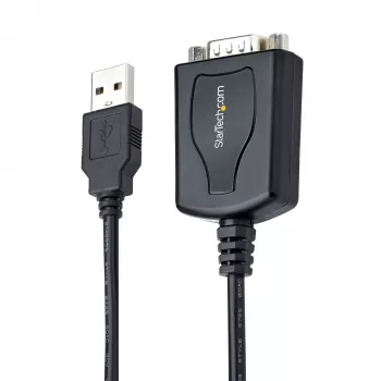 StarTech.com Kabel USB na szeregowy 3ft (1m) z zachowaniem portu COM, konwerter USB na RS232 męski DB9, adapter USB na szeregowy do PLC/drukarki/skanera, układ Prolific, Windows/Mac