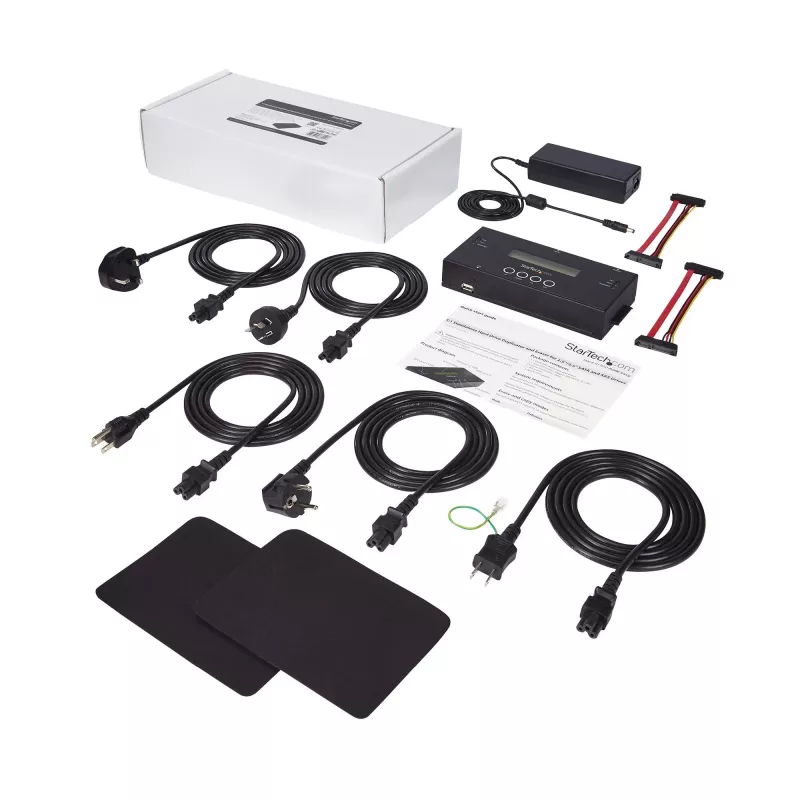 StarTech.com 1:1 samodzielny duplikator i kasowarka dysków twardych, kloner/kopiarka HDD/SSD SAS i SATA, duplikator i narzędzie do bezpiecznego czyszczenia dysków twardych, wyświetlacz LCD, zgodność z TAA