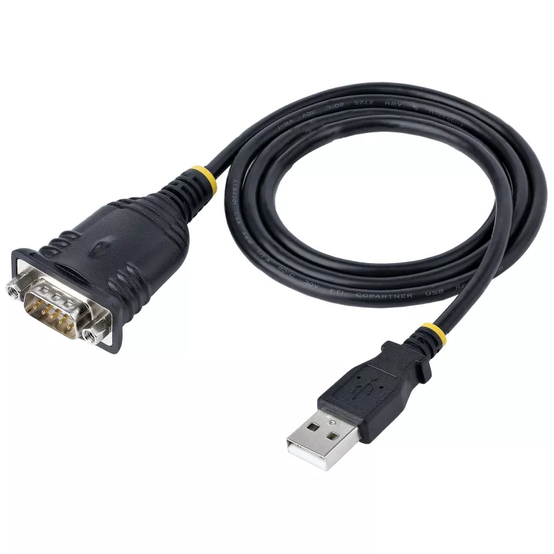 StarTech.com 3ft (1m) USB to Serial kabel, DB9 Male RS232 to USB Converter, Prolific IC, USB to Serial Adapter for PLC/Printer/Scanner/Switch, USB to COM Port Adapter, Windows/Mac