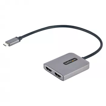 StarTech.com USB-C do Dual HDMI MST HUB - Podwójne HDMI 4K 60Hz - Adapter USB typu C do wielu monitorów dla laptopa z kablem 30 cm - Hub DP 1.4 Multi-Stream Transport - Rozgałęźnik USB-C na HDMI
