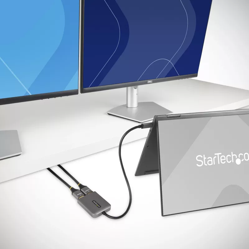 StarTech.com USB-C do Dual HDMI MST HUB - Podwójne HDMI 4K 60Hz - Adapter USB typu C do wielu monitorów dla laptopa z kablem 30 cm - Hub DP 1.4 Multi-Stream Transport - Rozgałęźnik USB-C na HDMI