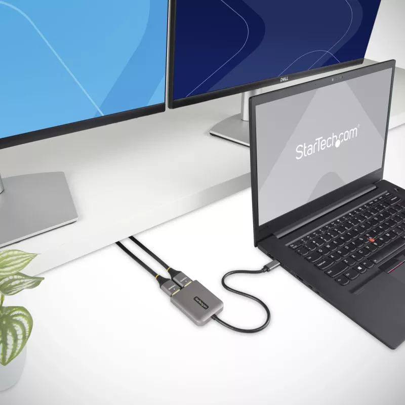 StarTech.com USB-C do Dual HDMI MST HUB - Podwójne HDMI 4K 60Hz - Adapter USB typu C do wielu monitorów dla laptopa z kablem 30 cm - Hub DP 1.4 Multi-Stream Transport - Rozgałęźnik USB-C na HDMI