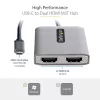 StarTech.com USB-C do Dual HDMI MST HUB - Podwójne HDMI 4K 60Hz - Adapter USB typu C do wielu monitorów dla laptopa z kablem 30 cm - Hub DP 1.4 Multi-Stream Transport - Rozgałęźnik USB-C na HDMI