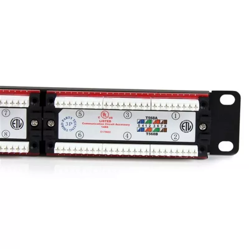 StarTech.com 24-portowy 1U panel krosowy Cat 6 110 do montażu w szafie rack, RJ-45, montaż w szafie rack, 1U, czarny, RoHS, CE, ETl, UL