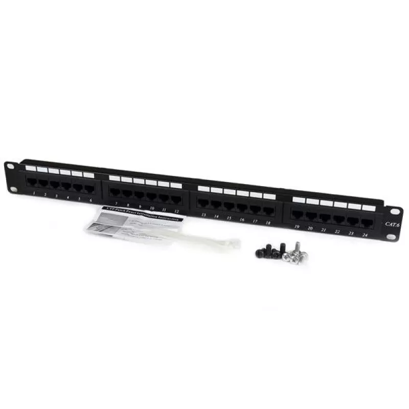 StarTech.com 24-portowy 1U panel krosowy Cat 6 110 do montażu w szafie rack, RJ-45, montaż w szafie rack, 1U, czarny, RoHS, CE, ETl, UL