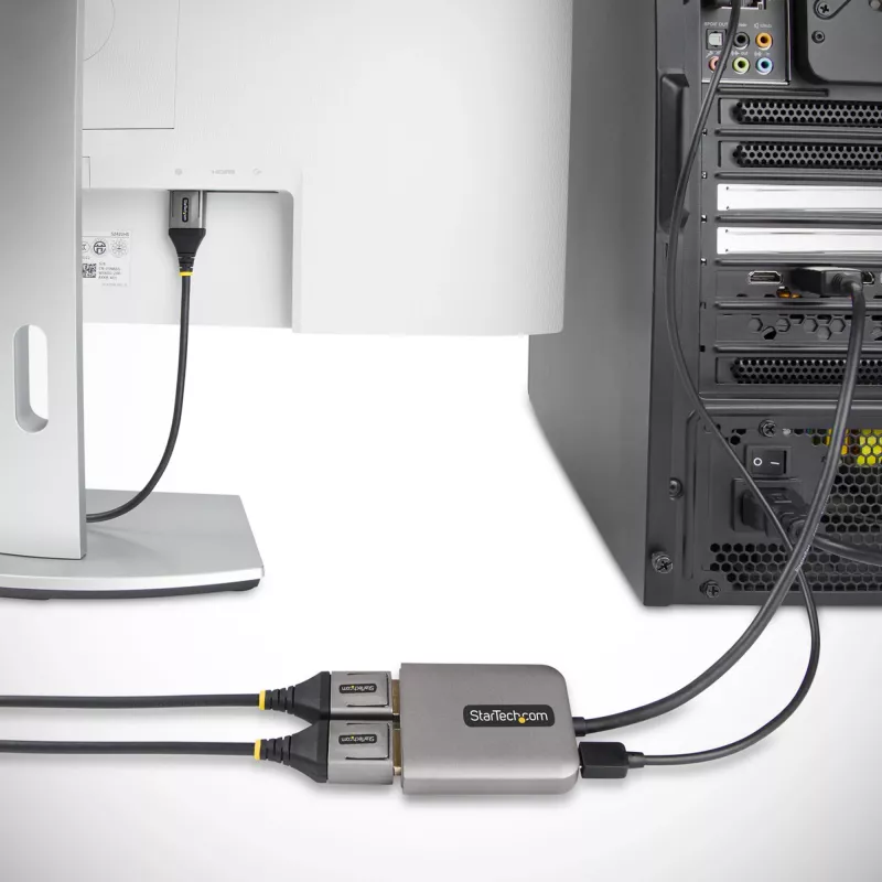 StarTech.com 2-Port DisplayPort MST Hub, Dual 4K 60Hz, DP to 2x DisplayPort Monitor Adapter, DP 1.4 Multi-Monitor Video Adapter, 1ft (30cm) Built-in kabel, USB Powered, Windows Only
